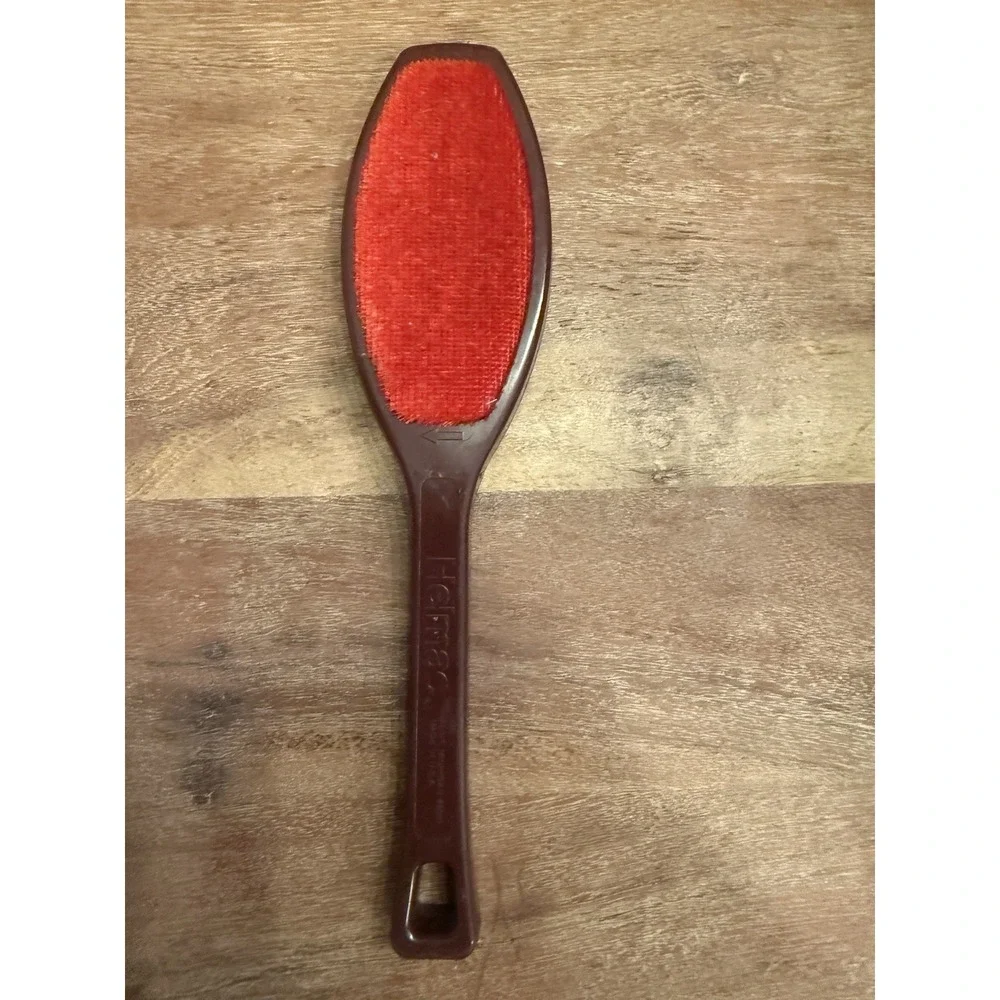 Vintage Helmac Lint Brush Double Sided Red Velvet Office Home Closet Made In USA